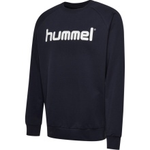 hummel Pullover Basic hmlGO Cotton Sweatshirt Big Logo (Baumwolle) marineblau Kinder