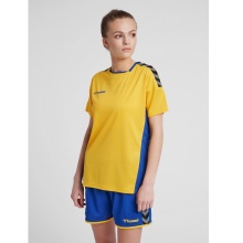 hummel Sport-Shirt hmlAUTHENTIC Poly Jersey (leichter Jerseystoff) Kurzarm gelb/blau Damen