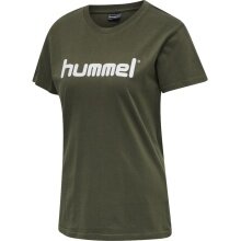 hummel Sport/Freizeit-Shirt hmlGO Cotton Big Logo (Baumwolle) Kurzarm braungrün Damen