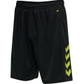 hummel Sporthose hmlCORE XK Poly Shorts (robuster Doppelstrick, ohne Seitentaschen) kurz schwarz/limegrün Herren