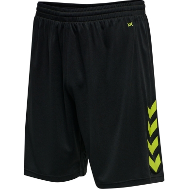 hummel Sporthose hmlCORE XK Poly Shorts (robuster Doppelstrick, ohne Seitentaschen) kurz schwarz/limegrün Herren