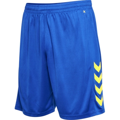 hummel Sporthose hmlCORE XK Poly Shorts (robuster Doppelstrick, ohne Seitentaschen) kurz blau/gelb Herren