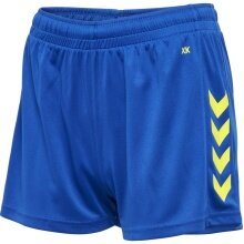 hummel Sporthose hmlCORE XK Poly Shorts (robuster Doppelstrick, ohne Seitentaschen) kurz blau/gelb Damen