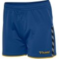 hummel Sporthose hmlAUTHENTIC Poly Shorts (leichter Jerseystoff, ohne Seitentaschen) Kurz blau/gelb Damen