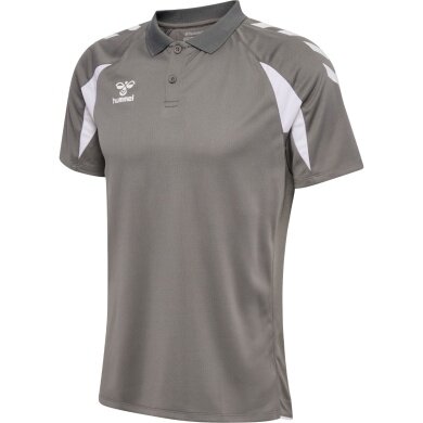 hummel Sport-Polo hmlCORE 2.0 (100% rec. Polyester) grau/weiss Herren