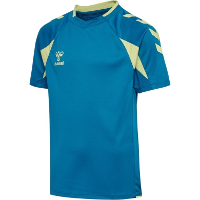 hummel Sport-Shirt hmlCORE 2.0 (rec. Polyester, optimale Bewegungsfreiheit) kurzarm blau/limegrün Jungen