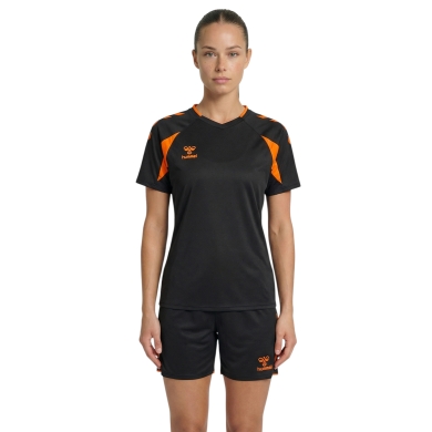 hummel Sport-Shirt hmlCORE 2.0 (rec. Polyester, optimale Bewegungsfreiheit) schwarz/orange Damen