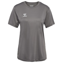hummel Sport-Shirt hmlESSENTIAL (100% rec. Polyester) Kurzarm dunkelgrau Damen