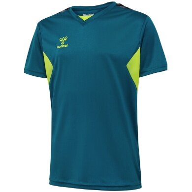 hummel Sport-Tshirt hmlAUTHENTIC Jersey (100% Polyester) Kurzarm coralblau/limegrün Kinder