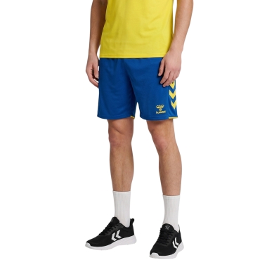 hummel Sporthose hmlCORE 2.0 Shorts (angenehmes Tragegefühl) kurz blau/gelb Herren