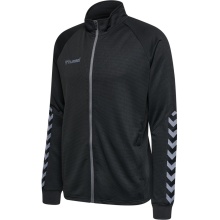 hummel Sport-Trainingsjacke hmlAUTHENTIC Poly Zip (gestrickter Polyester, mit Reißverschlusstaschen) schwarz/grau Herren