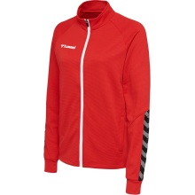 hummel Sport-Trainingsjacke hmlAUTHENTIC Poly Zip (gestrickter Polyester, mit Reißverschlusstaschen) rot Damen