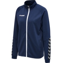 hummel Sport-Trainingsjacke hmlAUTHENTIC Poly Zip (gestrickter Polyester, mit Reißverschlusstaschen) marineblau Damen