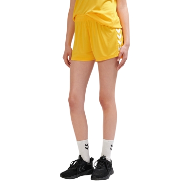 hummel Sporthose hmlCORE XK Poly Shorts (robuster Doppelstrick, ohne Seitentaschen) kurz gelb Damen