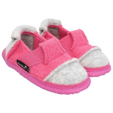 nanga Hausschuhe Slipper Berg - 100% Schurwolle - rose/grau Kinder/Jugendliche (Größe 31-35)