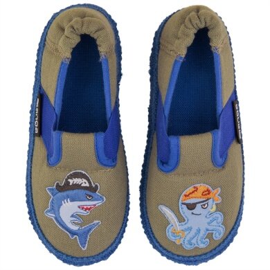 nanga Hausschuhe Slipper lustige Piraten braun/blau Kleinkinder/Kinder (Größe 26-30)
