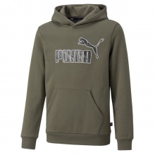 Puma Freizeit Kapuzenpullover Hoodie Graphic Logo - Baumwolle, gefüttert - dunkelgrün Jungen