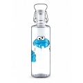 soulbottles Trinkflasche krümelmonster Glas (Glasflasche, Keramikdeckel, Edelstahlbügel) 1 Liter transparent