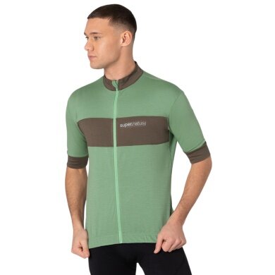 super natural Fahrrad-Shirt Gravier Camisa (Merinowolle, 3 Rückentaschen) grün Herren