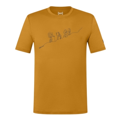 super natural Wander-/Freizeit Tshirt Graphic Hiking - Merinowollmix - gelb Herren