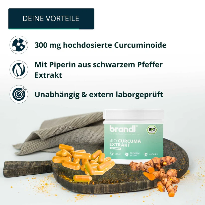 Brandl Kurkuma/Curcuma Extrakt (Bio-Curcuma mit schwarzem Pfeffer) 120 Kapseln