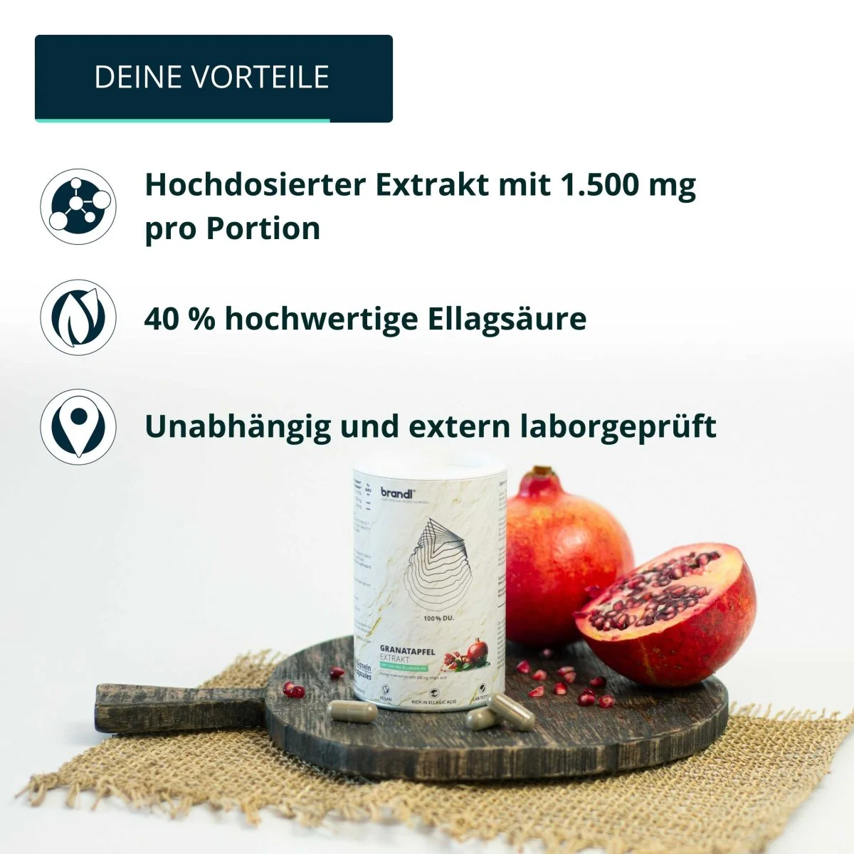 Brandl Granatapfel Extrakt (1.500mg Extrakt inklusive 600 mg hochwertiger Ellagsäure) 120 Kapseln