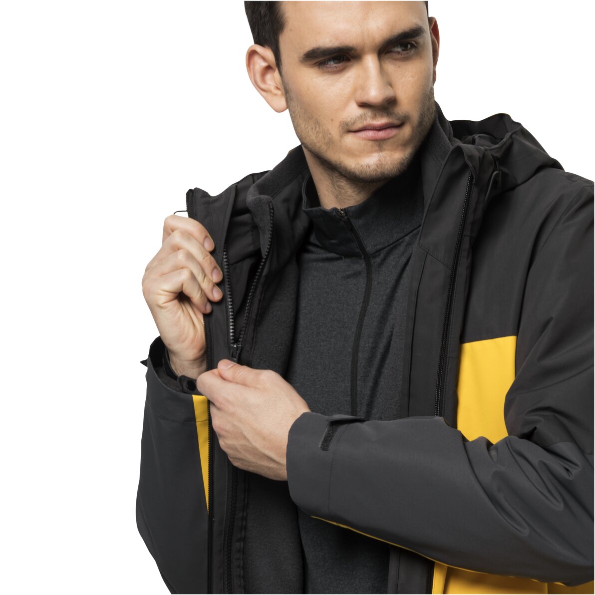 3in1 Jacke Jack Wolfskin Jacke Schwarz Gelb Jack Wolfskin