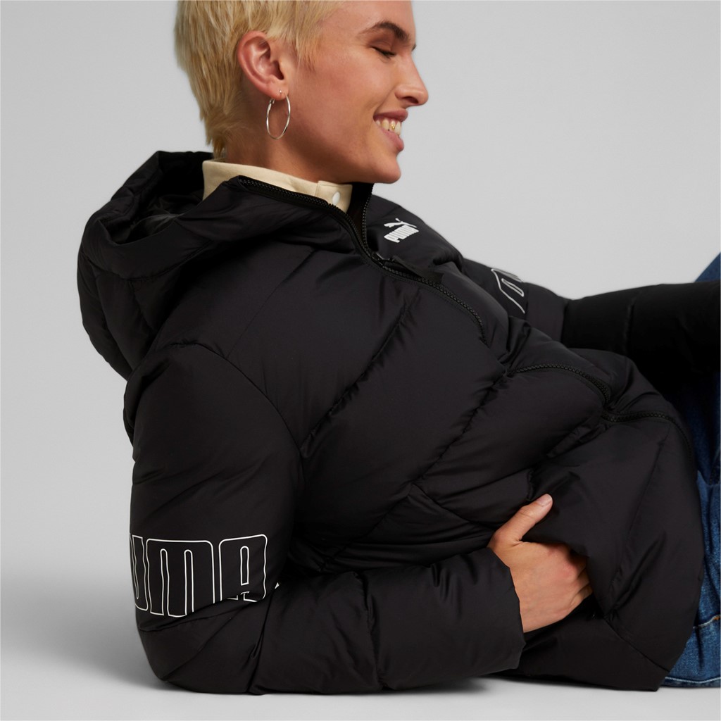 Puma Daunen-Winterjacke Power Hooded Down Puffer schwarz Damen