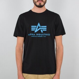 Alpha Industries Tshirt Basic (Baumwolle) schwarz/blau Herren