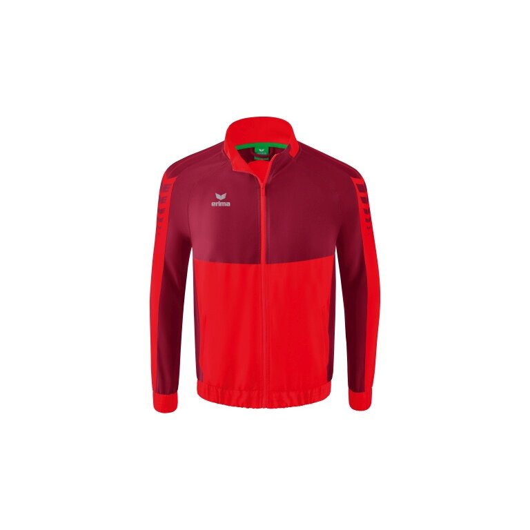 Erima Präsentationsjacke Six Wings (100% Polyester, Stehkragen, ohne Innenfutter) rot/bordeaux Jungen