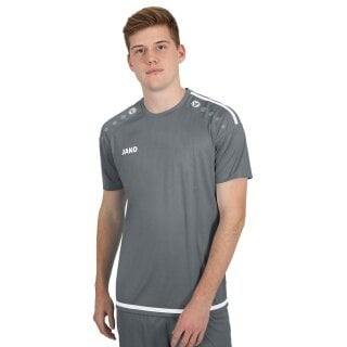 JAKO Sport-Tshirt Trikot Striker 2.0 KA (100% Polyester Keep Dry) Kurzarm grau/weiss Herren