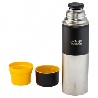 Jack Wolfskin Thermoflasche Trinkflasche Kolima 1.0 (Edelstahl, griffige Beschichtung, 2 Tassen) 1 Liter