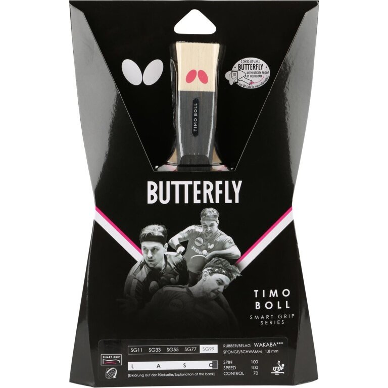 Butterfly Tischtennisschläger Timo Boll SG99 mit Wakaba Belags, Schwammstärke 1,8mm - 1 Schläger