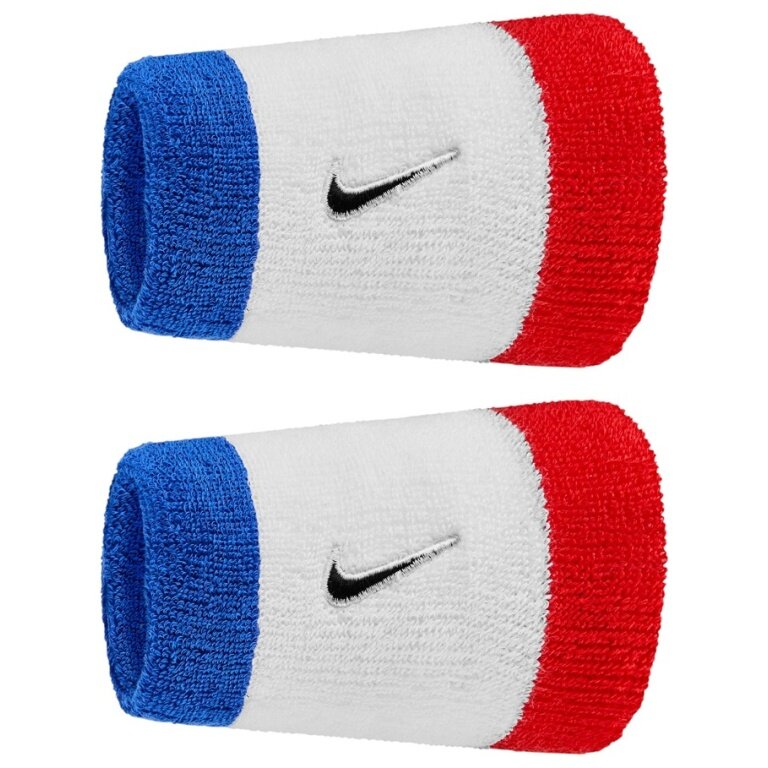 Nike Schweissband Swoosh Classic Doublewide Jumbo (Baumwollmix) 2025 weiss/blau/rot - 2 Stück