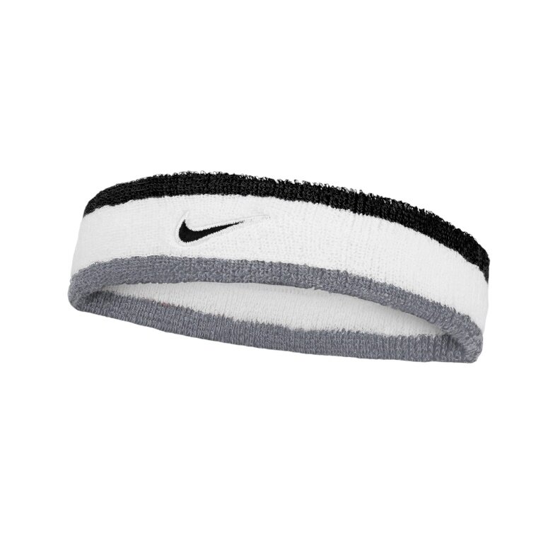 Nike Stirnband Swoosh Classic (Baumwollmix) 2025 weiss/grau/schwarz - 1 Stück