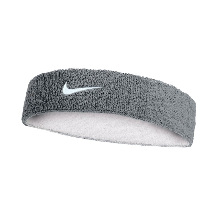Nike Stirnband Swoosh Classic Reversible (Baumwollmix) 2025 grau/weiss - 1 Stück