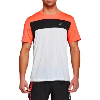 Asics Tennis-Tshirt Race weiss/schwarz/koralle Herren