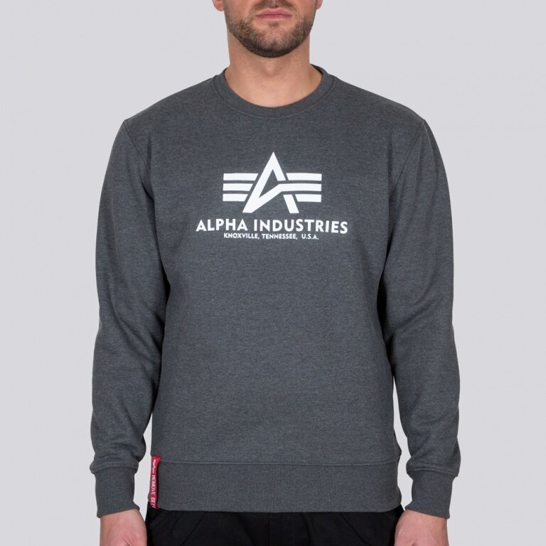 Alpha Industries Pullover Basic (Baumwolle) Sweater grau meliert/weiss  Herren online bestellen