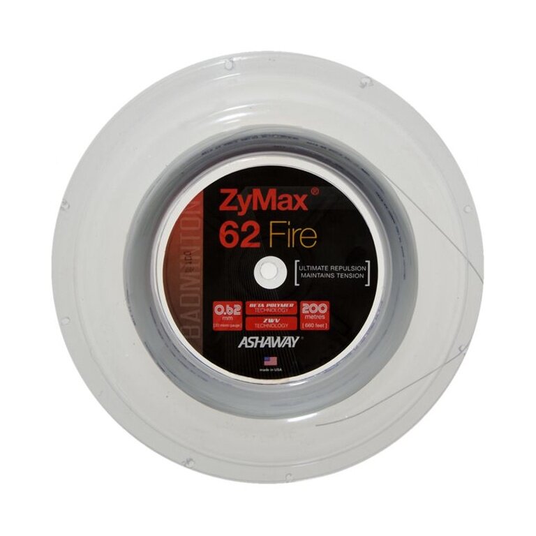 Ashaway Badmintonsaite Zymax 62 Fire weiss 200m Rolle