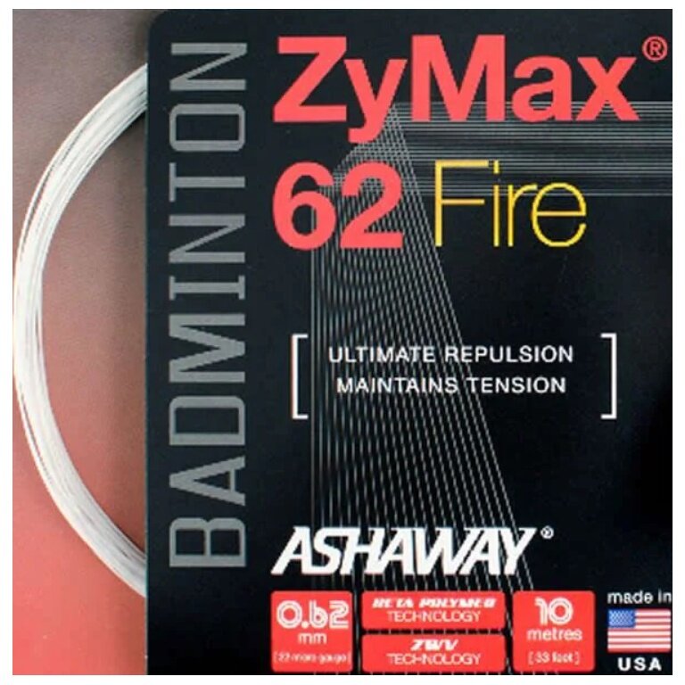 Ashaway Badmintonsaite Zymax 62 Fire weiss 10m Set