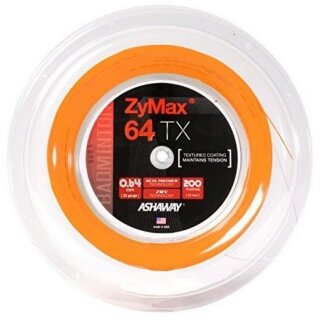 Ashaway Badmintonsaite Zymax 64 TX orange 200m Rolle
