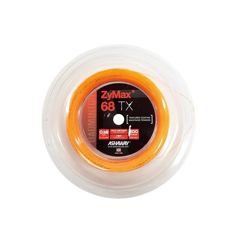 Ashaway Badmintonsaite Zymax 68 TX orange 200m Rolle