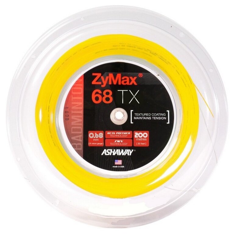 Ashaway Badmintonsaite Zymax 68 TX gelb 200m Rolle