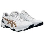 Asics Hallen-Indoorschuhe Gel Rocket 11 (multifunktional/Stabiltät) weiss/schwarz/gold Herren