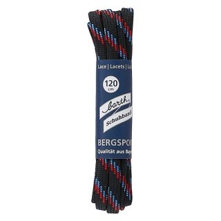 Barth Schnürsenkel Bergsport halbrund schwarz/blau/rot 120cm