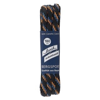 Barth Schnürsenkel Bergsport halbrund schwarz/orange/blau 180cm