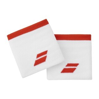 Babolat Schweissband Logo Handgelenk weiss/feuerrot - 2 Stück