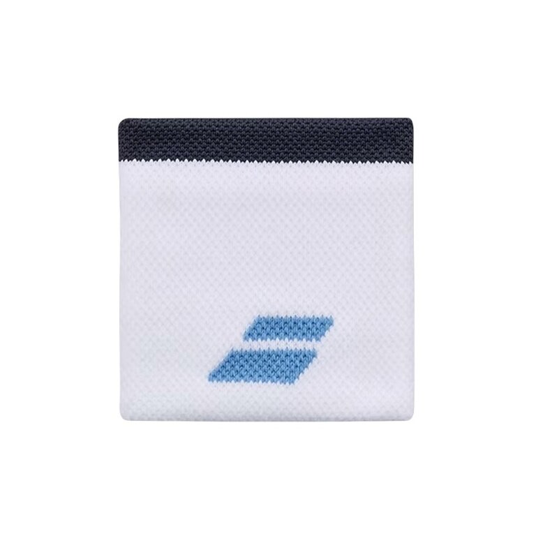 Babolat Schweissband Logo Handgelenk weiss/blau - 2 Stück