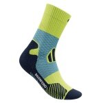Bauerfeind Sportsocke Trail Run Mid Cut (Kompressionssocke) lemongelb/blau Herren - 1 Paar