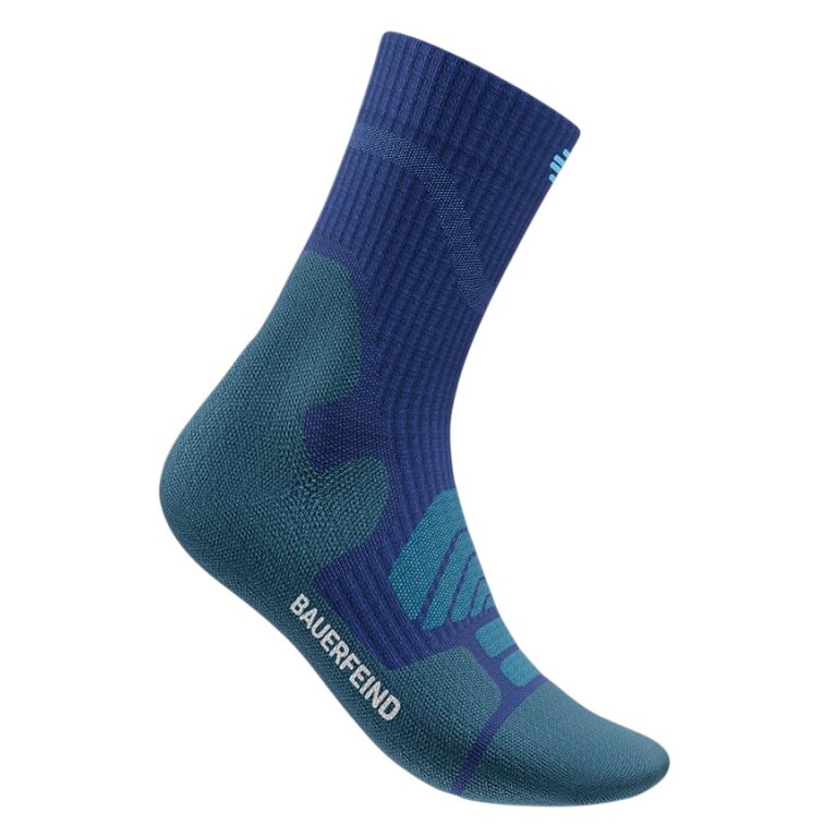 Bauerfeind Sportsocke Outdoor Merino Mid Cut (Kompressionssocke) blau Herren - 1 Paar